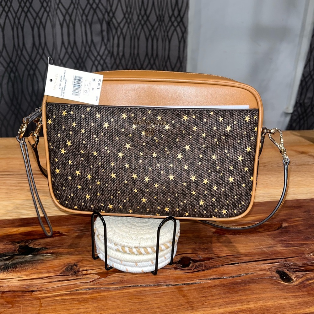 Michael Kors Tan and Black Star Crossbody Bag